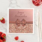 Serviette En Papier Bow en satin rose or - (En situation)