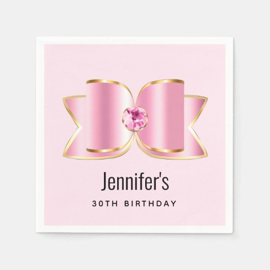 Serviette En Papier Bow en verre rose avec un centre Gemstone Annivers (Devant)