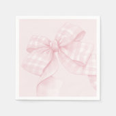 Serviette En Papier Bow En vichy Baby shower rose (Devant)