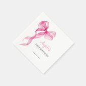 Serviette En Papier Bow Girls roses 1er anniversaire (Coin)