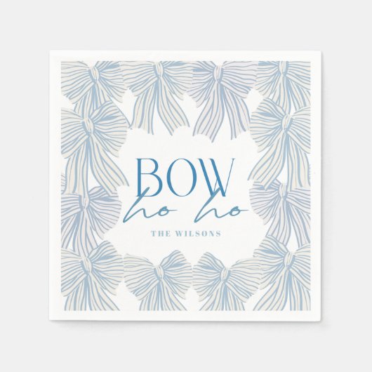 Serviette En Papier Bow Ho Blue Bows Noël (Devant)