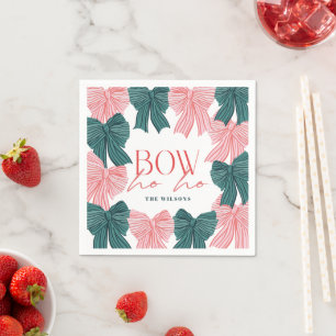 Serviette En Papier Bow Ho Ho Red & Green Bows Noël