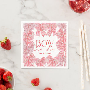 Serviette En Papier Bow Ho Ho Rouge et Rose Bows Noël