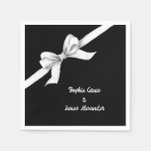 Serviette En Papier Bow noir et blanc | Mariage élégant | Monochrome (Devant)