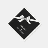Serviette En Papier Bow noir et blanc | Mariage élégant | Monochrome (Coin)