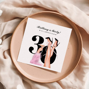 Serviette En Papier Bow rose & Cocktails Coquette Moderne 30e annivers