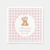 Serviette En Papier Bow rose En vichy Teddy Bear Baby shower (Devant)