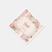 Serviette En Papier Bow rose Floral Fancy ONE Girl 1er anniversaire (Coin)