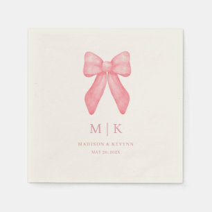 Serviette En Papier Bow rose gribouillé Napkins mariage