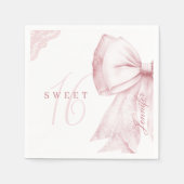 Serviette En Papier Bow rose pâle 16 anniversaire (Devant)