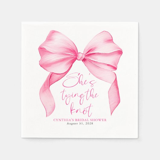 Serviette En Papier Bow rose vif Elle noue la Fête des mariées de noeu (Devant)