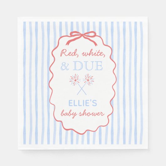 Serviette En Papier Bow Striped Red White and Due Shower Napkins (Devant)