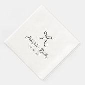 Serviette En Papier Bow Whimsical noir et blanc Mariage personnalisé (Coin)