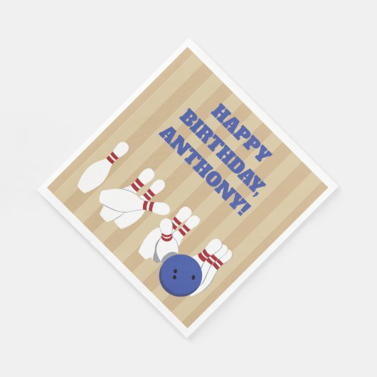 Serviette En Papier Bowling Ball et Pins Bowling Anniversaire (Coin)