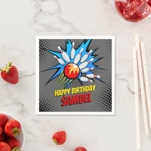 Serviette En Papier Bowling fête d'anniversaire (En situation)