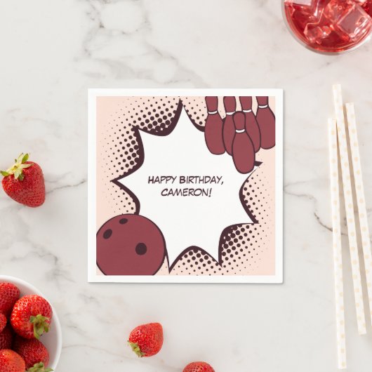 Serviette En Papier Bowling Joyeux Anniversaire Nom Papier (En situation)
