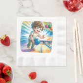 Serviette En Papier Bowling Party Boy's Anime Birthday (En situation)