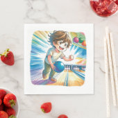 Serviette En Papier Bowling Party Boy's Anime Birthday (En situation)