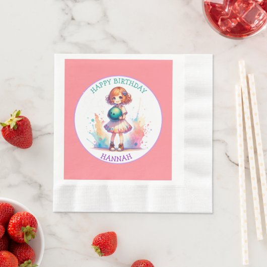Serviette En Papier Bowling Party Fille's Anime Annime Personnalisé (En situation)