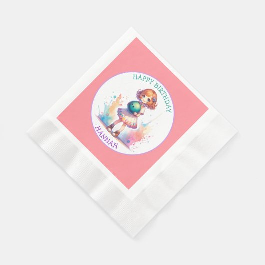 Serviette En Papier Bowling Party Fille's Anime Annime Personnalisé (Coin)