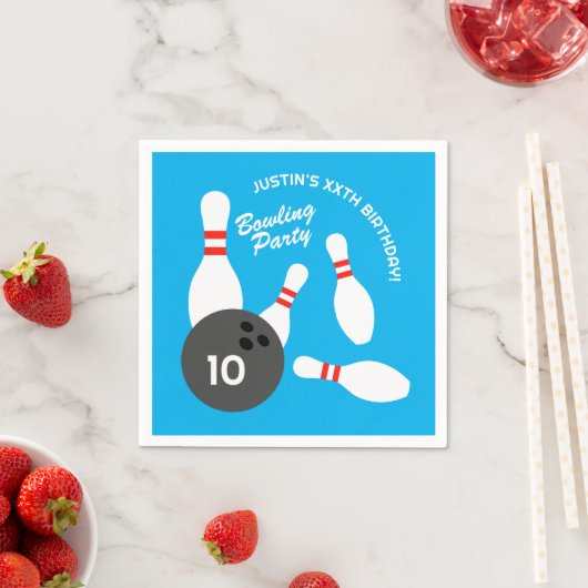 Serviette En Papier Bowling personnalisé Anniversaire fête thème servi (En situation)
