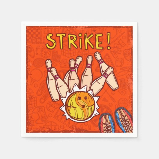 Serviette En Papier Bowling pin bowling thème anniversaire fête (Devant)