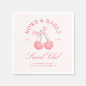 Serviette En Papier Bows & Baby Coquette Cerises Bachelorette (Devant)
