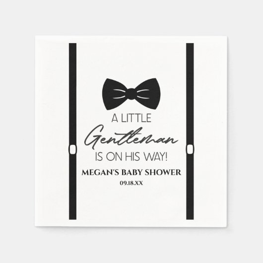Serviette En Papier Bowtie Suspende Un Petit Baby shower Gentil (Devant)