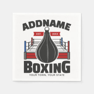 Serviette En Papier Boxe Anneau AJOUTER NOM Boxer Gym Speed Sac