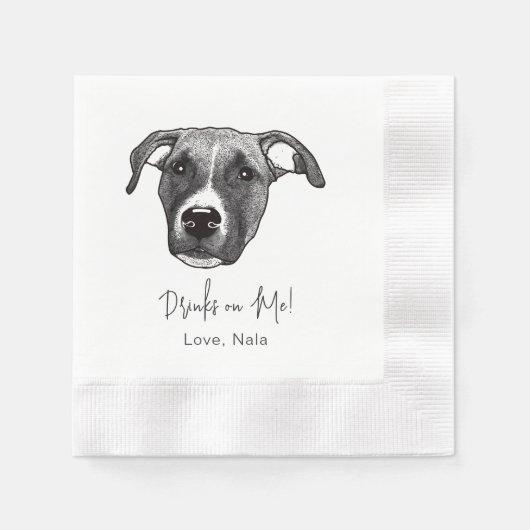 Serviette En Papier Boxer Chien Boire Personnalisé Boisson Sur Moi (Devant)