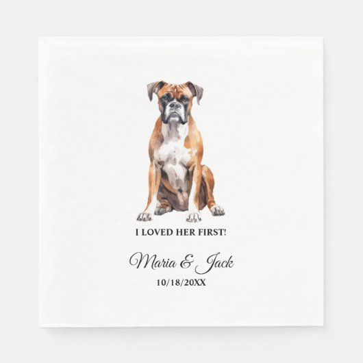 Serviette En Papier Boxer Chien J'Aimais Son Premier Mariage (Devant)