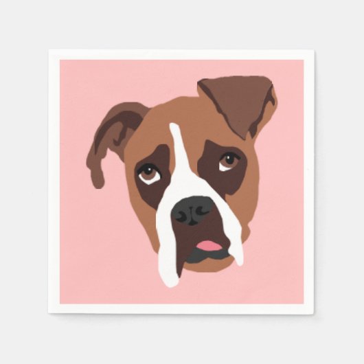 Serviette En Papier Boxer Chien Standard Cocktail Napkins (Devant)