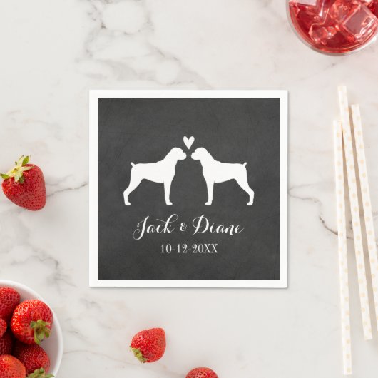 Serviette En Papier Boxer Chiens Mariage Couple avec texte personnalis (En situation)