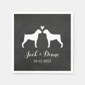 Serviette En Papier Boxer Chiens Mariage Couple avec texte personnalis (Devant)