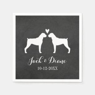 Serviette En Papier Boxer Chiens Mariage Couple avec texte personnalis