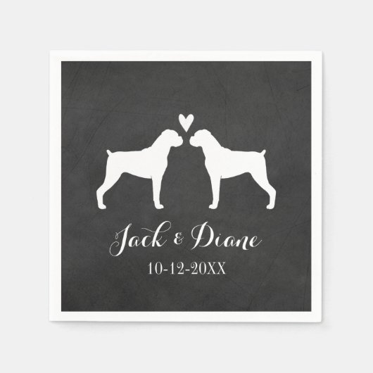 Serviette En Papier Boxer Chiens Mariage Couple avec texte personnalis (Devant)
