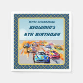 Serviette En Papier Boy Auto Racing Thème 5ème anniversaire (Devant)