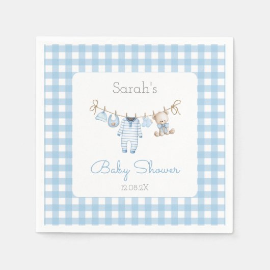 Serviette En Papier Boy Bear Baby Shower (Devant)