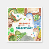 Serviette En Papier Boy Dinosaur 3rd Birthday Party (Devant)