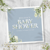 Serviette En Papier Boy Dusty Blue Greenery Foliage Baby shower