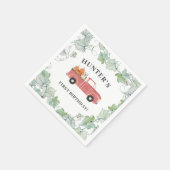 Serviette En Papier Boy Fall Anniversaire Camion rouge et Citrouilles (Coin)