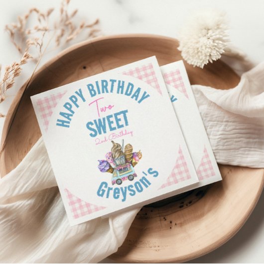 Serviette En Papier Boy Ice Cream Camion Deux Sweet 2e Anniversaire