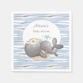 Serviette En Papier Boy Nautical Whale Blue Summer Boy Baby shower (Devant)