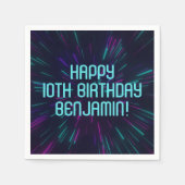 Serviette En Papier Boy Neon Turquoise Glow Party (Devant)