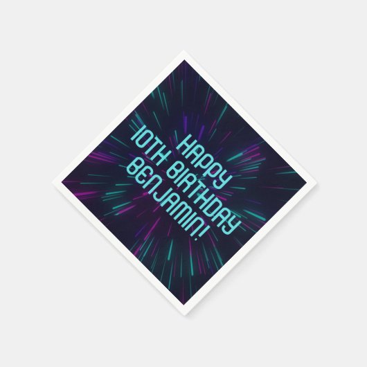 Serviette En Papier Boy Neon Turquoise Glow Party (Coin)