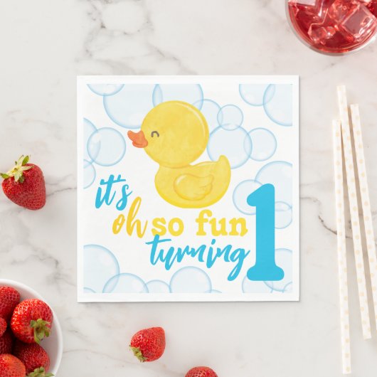 Serviette En Papier Boy Rubber Ducky Turner Un Premier Anniversaire (En situation)