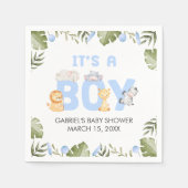Serviette En Papier Boy Safari Animal Baby Shower  (Devant)