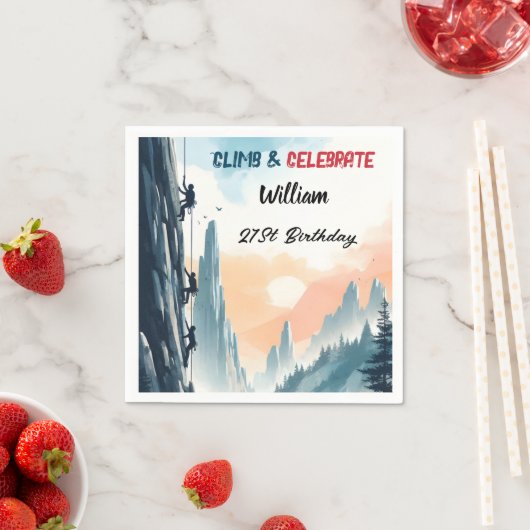 Serviette En Papier Boy Tree Fun Cliff Rock Escalade 21e anniversaire (En situation)