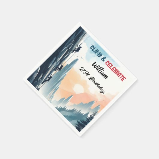 Serviette En Papier Boy Tree Fun Cliff Rock Escalade 21e anniversaire (Coin)