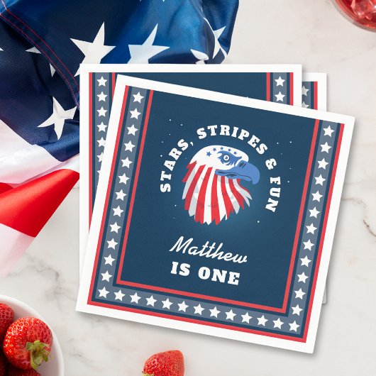 Serviette En Papier Boy's All American Stars Stripes et Fun Birthday